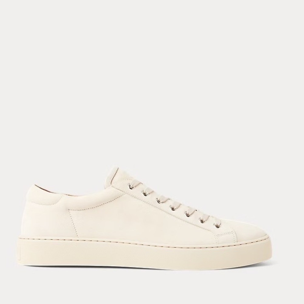 Ralph Lauren Purple Label Severn Cream Calf Suede Trainer Made in Italy Mens 8.5